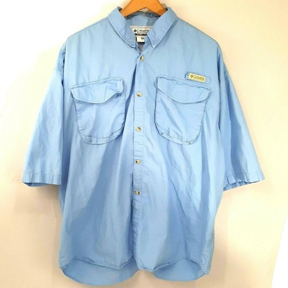 Columbia Other - Men’s Columbia PFG Short Sleeve Shirt Button Down Fishing Vented Blue Size XL